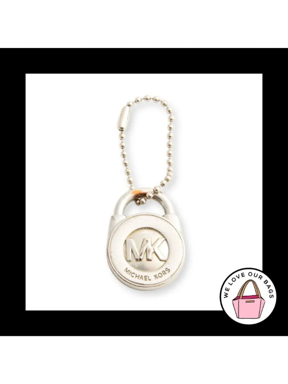 MICHAEL KORS PADLOCK Lock Silver Nickel Metal Bag Charm Hang Tag Keychain Fob